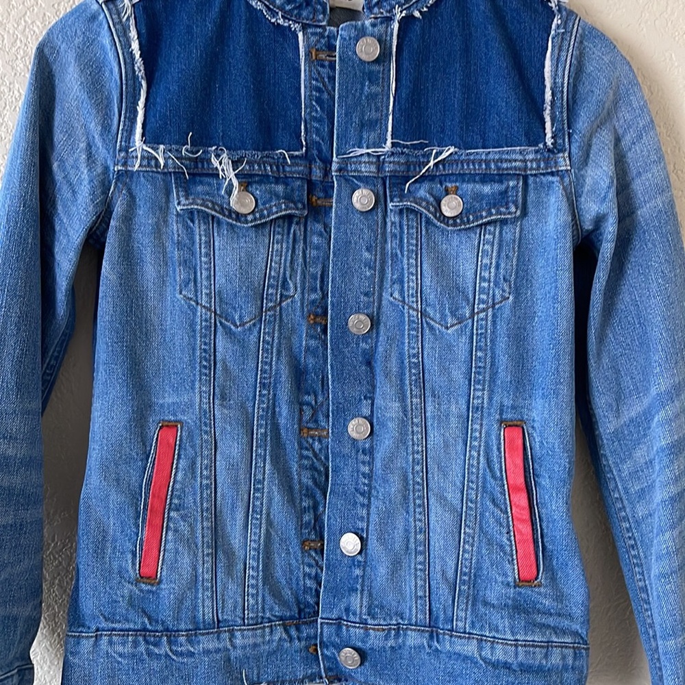 Madewell Patchwork Raw Hem Distressed Jean Jacket Size XS - Picture 2 of 10